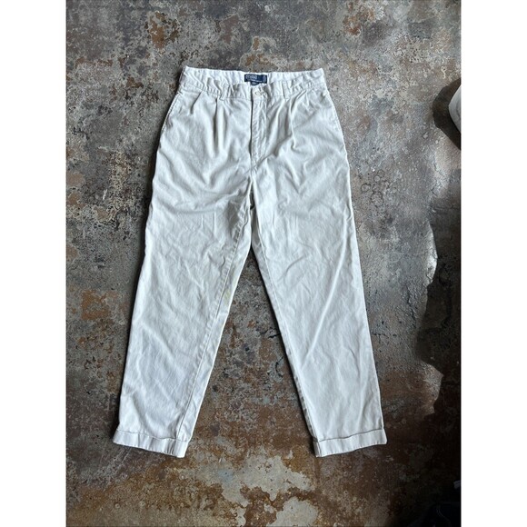 POLO RALPH LAUREN Hammond Double Pleated Vintage Chino Trousers Beige W38 L31 - Picture 1 of 6